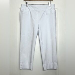 Y2K Zac & Rachel White Capri Pants Size 12 Stretch Cropped Elastic Waist